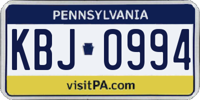 PA license plate KBJ0994