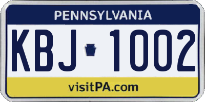 PA license plate KBJ1002