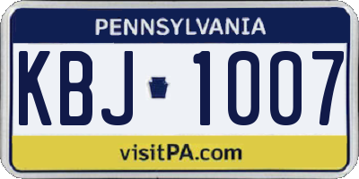 PA license plate KBJ1007
