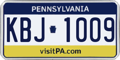 PA license plate KBJ1009