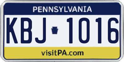 PA license plate KBJ1016
