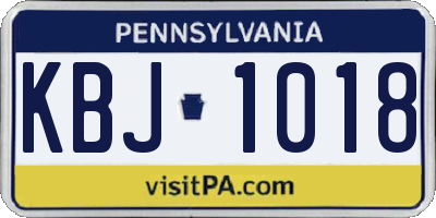 PA license plate KBJ1018