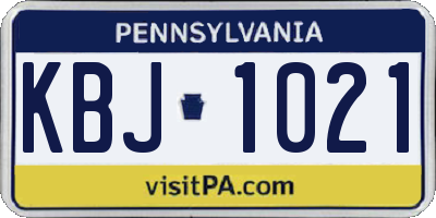 PA license plate KBJ1021