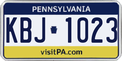 PA license plate KBJ1023