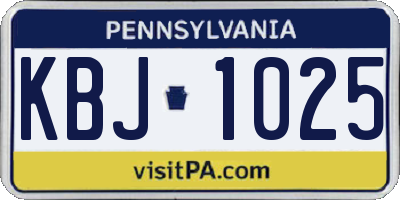 PA license plate KBJ1025