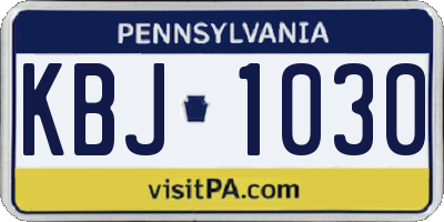 PA license plate KBJ1030