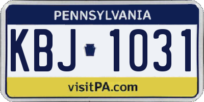 PA license plate KBJ1031