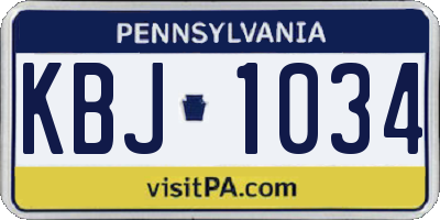 PA license plate KBJ1034