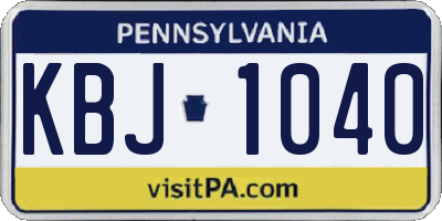 PA license plate KBJ1040