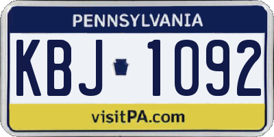 PA license plate KBJ1092