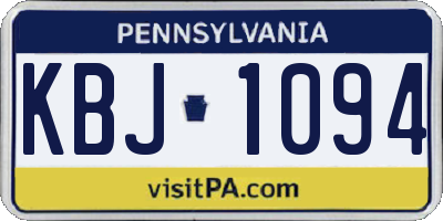 PA license plate KBJ1094
