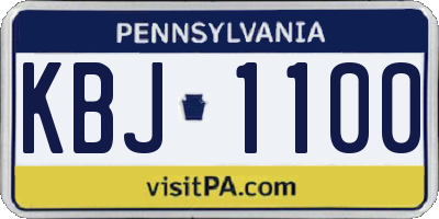 PA license plate KBJ1100