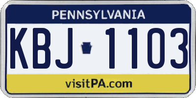 PA license plate KBJ1103