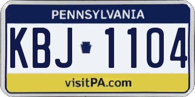 PA license plate KBJ1104