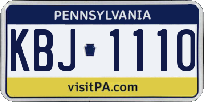 PA license plate KBJ1110