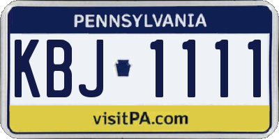PA license plate KBJ1111