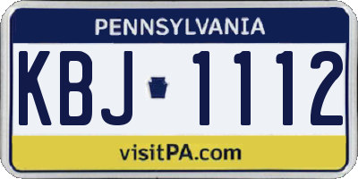 PA license plate KBJ1112