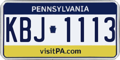 PA license plate KBJ1113