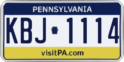 PA license plate KBJ1114