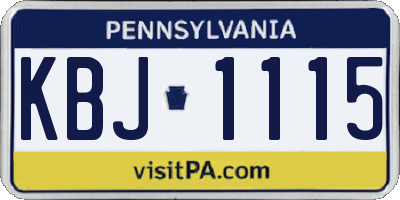 PA license plate KBJ1115