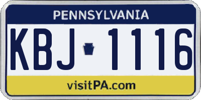 PA license plate KBJ1116