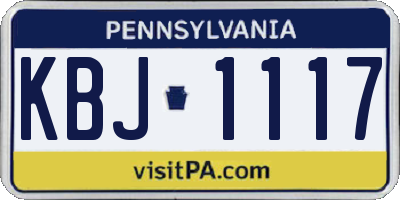 PA license plate KBJ1117