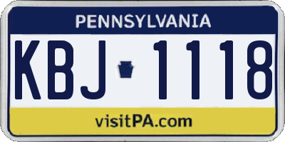 PA license plate KBJ1118