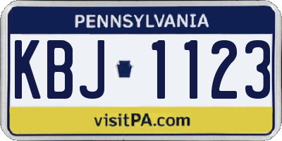 PA license plate KBJ1123