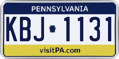 PA license plate KBJ1131