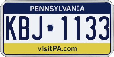 PA license plate KBJ1133
