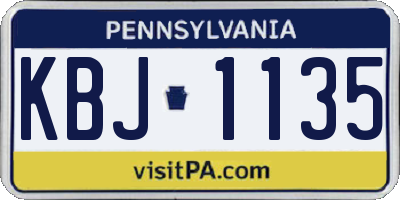 PA license plate KBJ1135