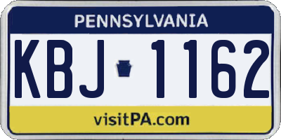 PA license plate KBJ1162