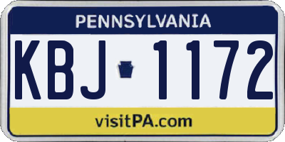 PA license plate KBJ1172
