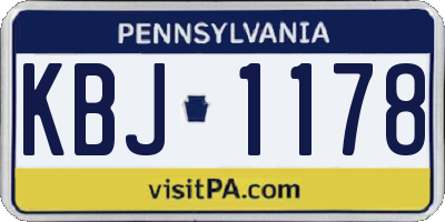 PA license plate KBJ1178