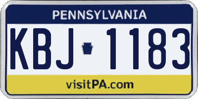 PA license plate KBJ1183