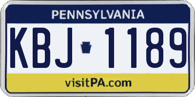 PA license plate KBJ1189