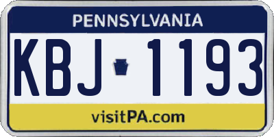 PA license plate KBJ1193