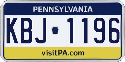PA license plate KBJ1196
