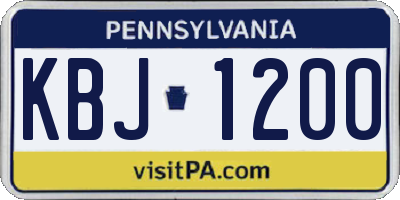 PA license plate KBJ1200
