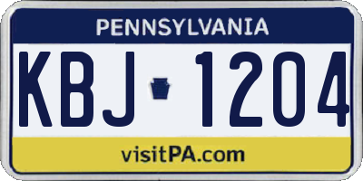 PA license plate KBJ1204