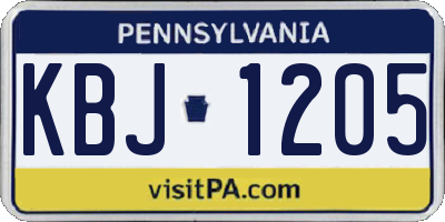 PA license plate KBJ1205