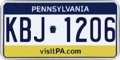 PA license plate KBJ1206