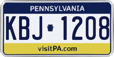PA license plate KBJ1208