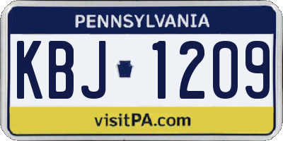 PA license plate KBJ1209