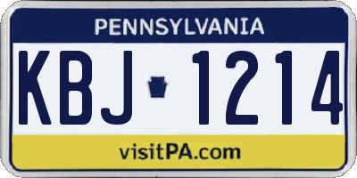 PA license plate KBJ1214