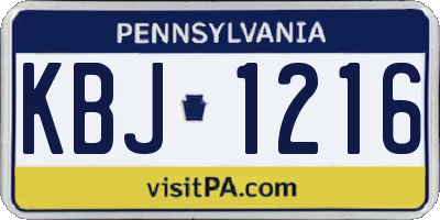 PA license plate KBJ1216