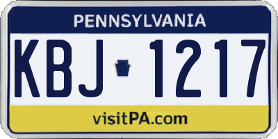 PA license plate KBJ1217