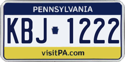 PA license plate KBJ1222