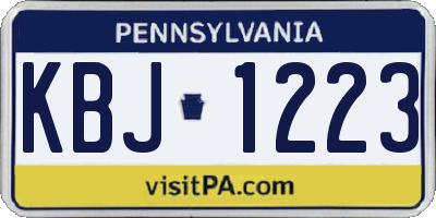 PA license plate KBJ1223