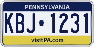 PA license plate KBJ1231